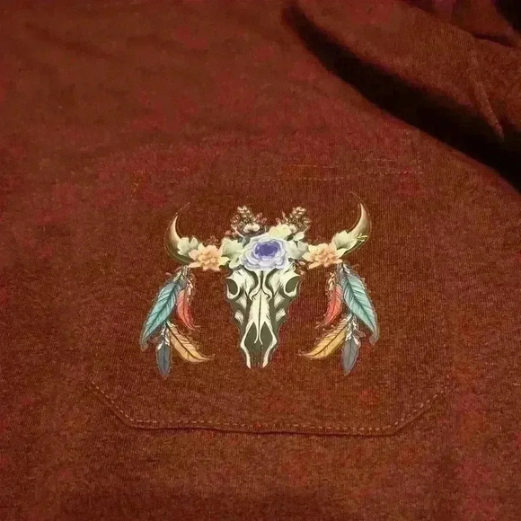 Burgundy pocket tee long sleeve size medium one if a kind - Picture 2 of 3